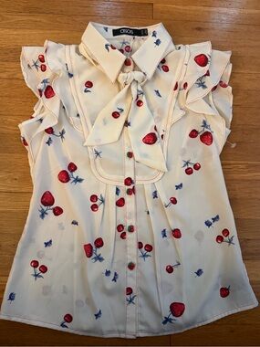 ASOS Cream Blouse with Strawberries